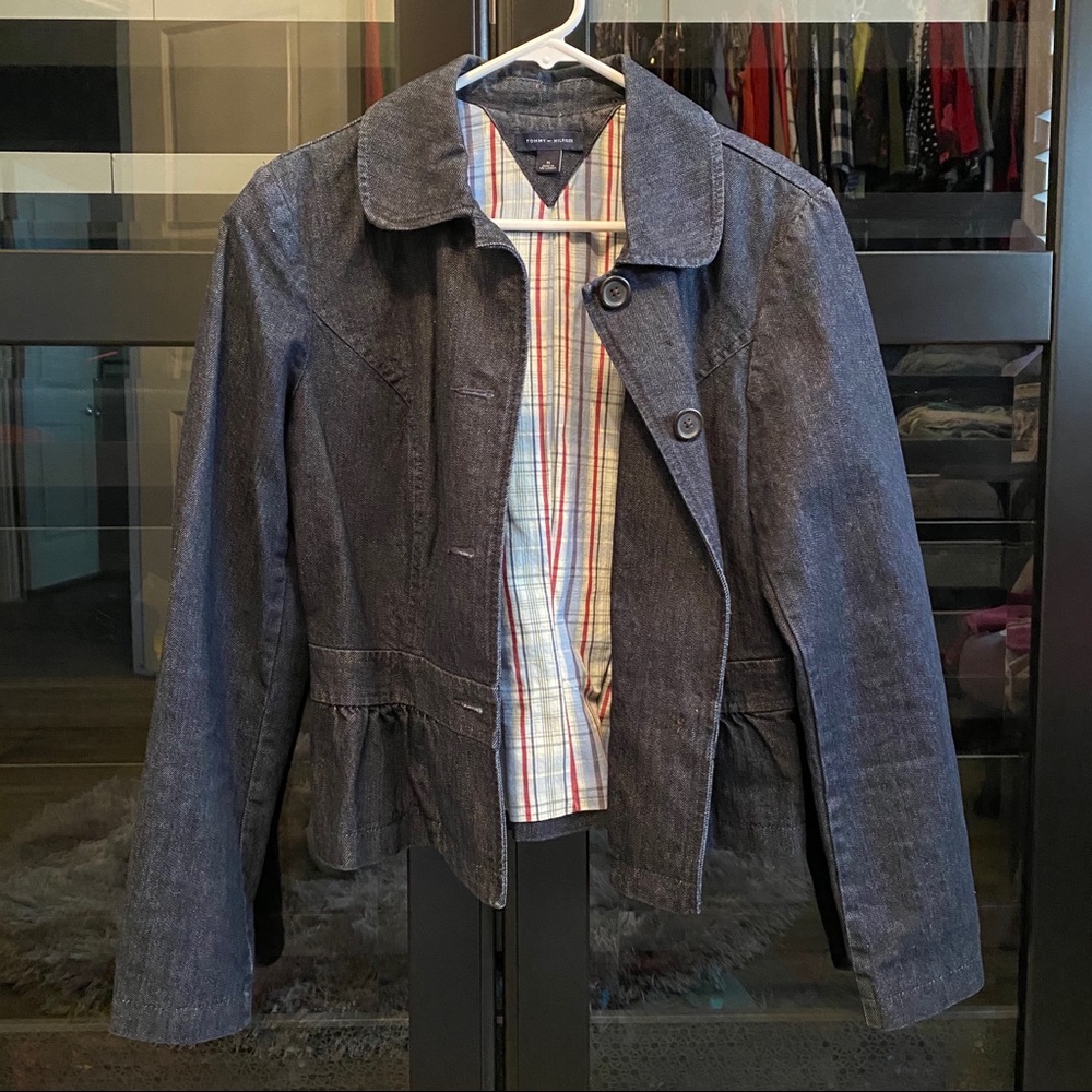 Tommy Hilfiger Ruffled Jean Jacket/Blazer